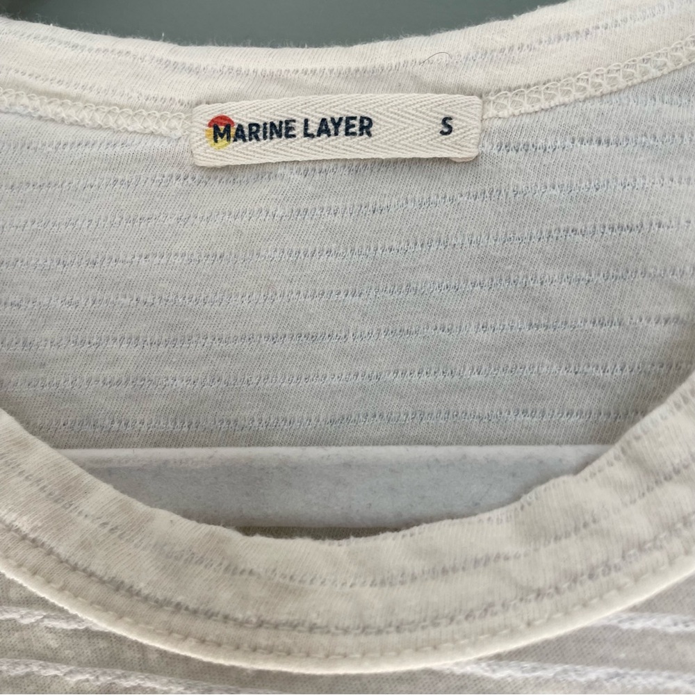 Marine Layer "Lydia" Textured White Cream Stripe Cropped Tank - Picture 12 of 16
